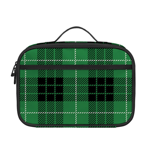 Black And Green Tartan Pattern Print Portable Lunch Bag
