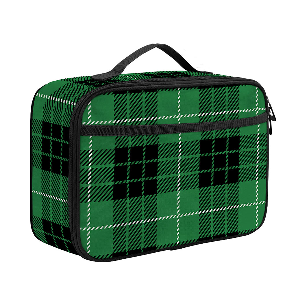 Black And Green Tartan Pattern Print Portable Lunch Bag