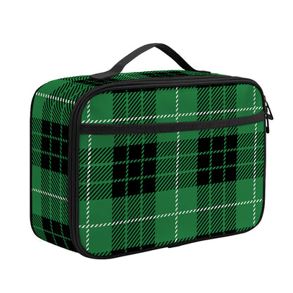 Black And Green Tartan Pattern Print Portable Lunch Bag
