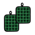Black And Green Tartan Pattern Print Pot Holders