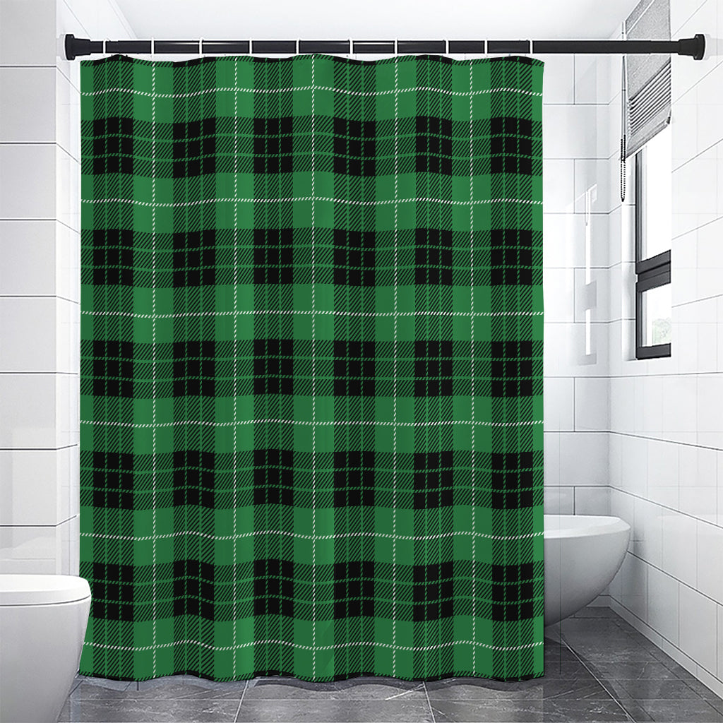 Black And Green Tartan Pattern Print Premium Shower Curtain