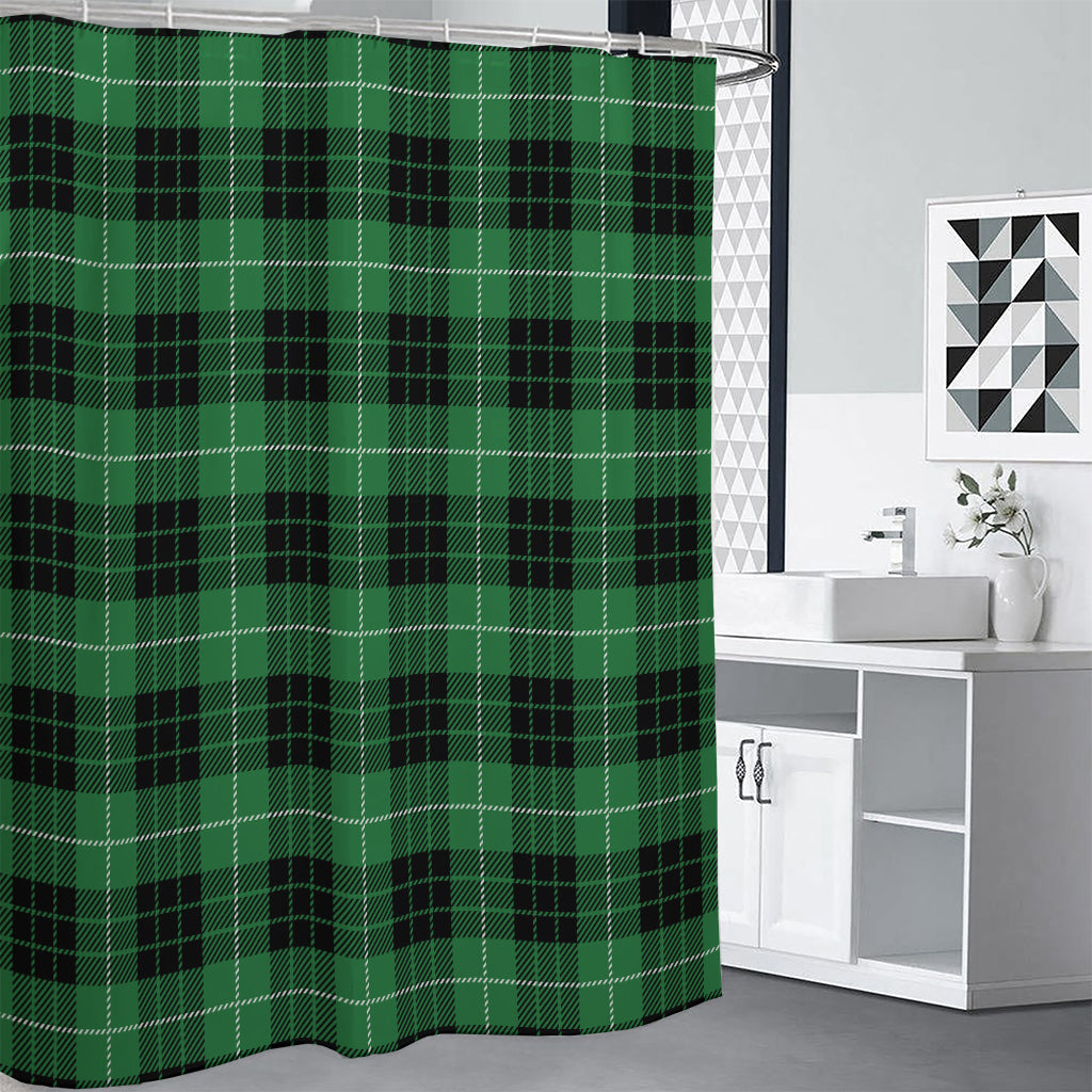 Black And Green Tartan Pattern Print Premium Shower Curtain