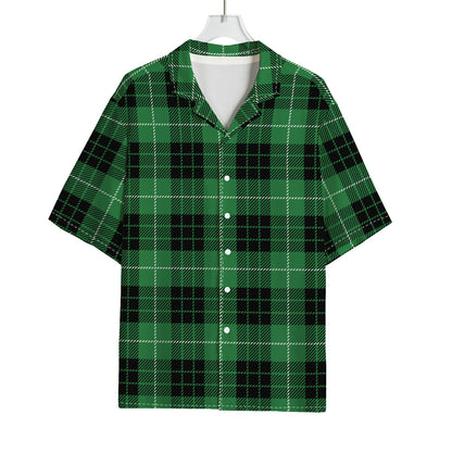 Black And Green Tartan Pattern Print Rayon Hawaiian Shirt