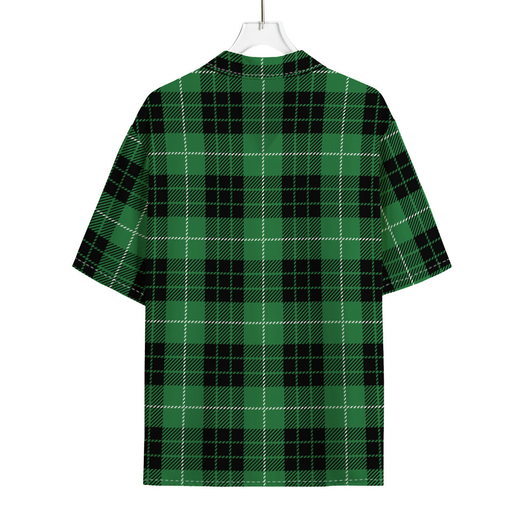 Black And Green Tartan Pattern Print Rayon Hawaiian Shirt