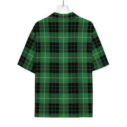 Black And Green Tartan Pattern Print Rayon Hawaiian Shirt