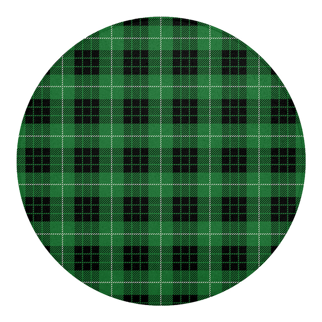 Black And Green Tartan Pattern Print Round Blanket
