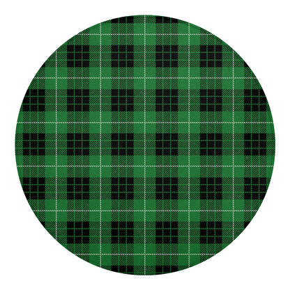 Black And Green Tartan Pattern Print Round Blanket