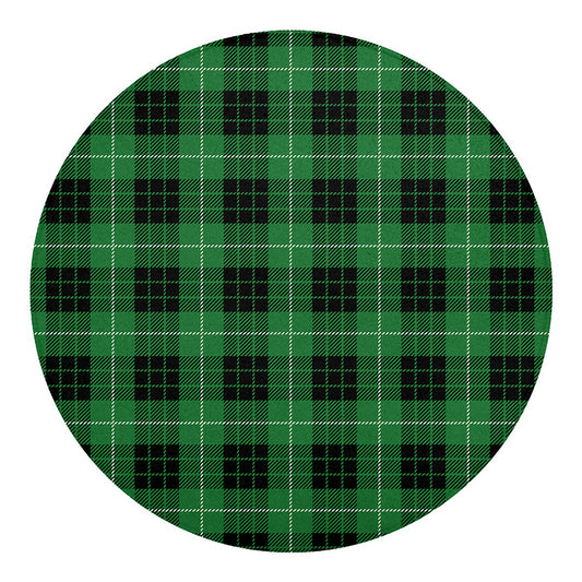 Black And Green Tartan Pattern Print Round Blanket