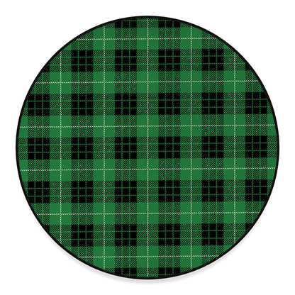 Black And Green Tartan Pattern Print Round Floor Mat