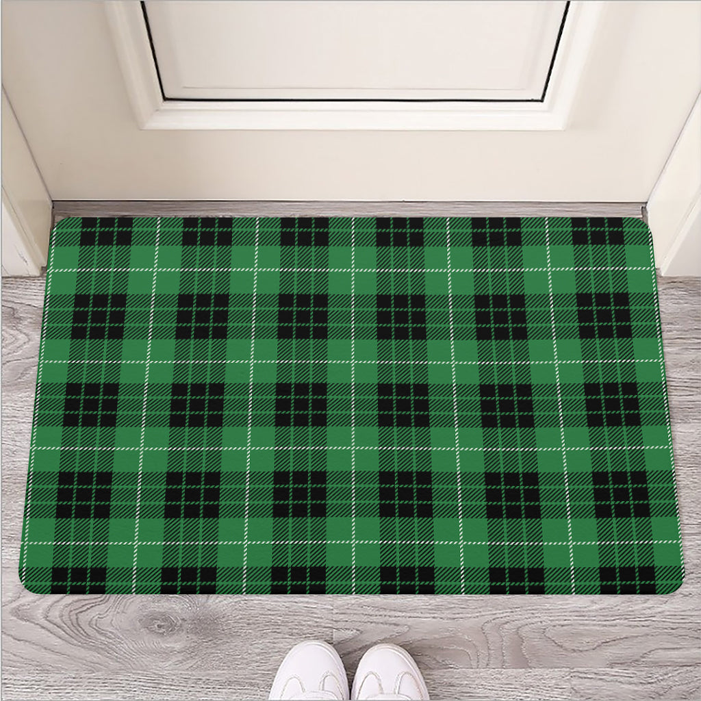 Black And Green Tartan Pattern Print Rubber Doormat