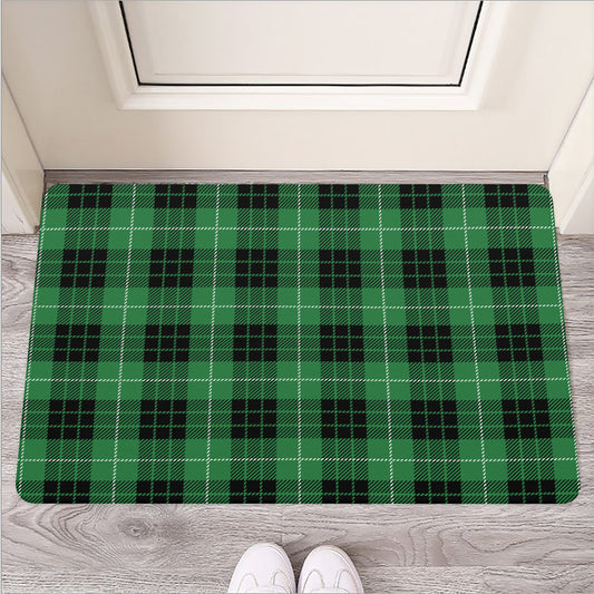 Black And Green Tartan Pattern Print Rubber Doormat
