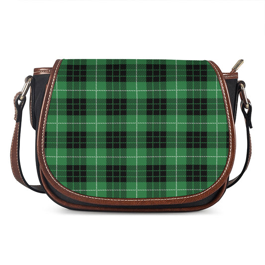 Black And Green Tartan Pattern Print Saddle Bag