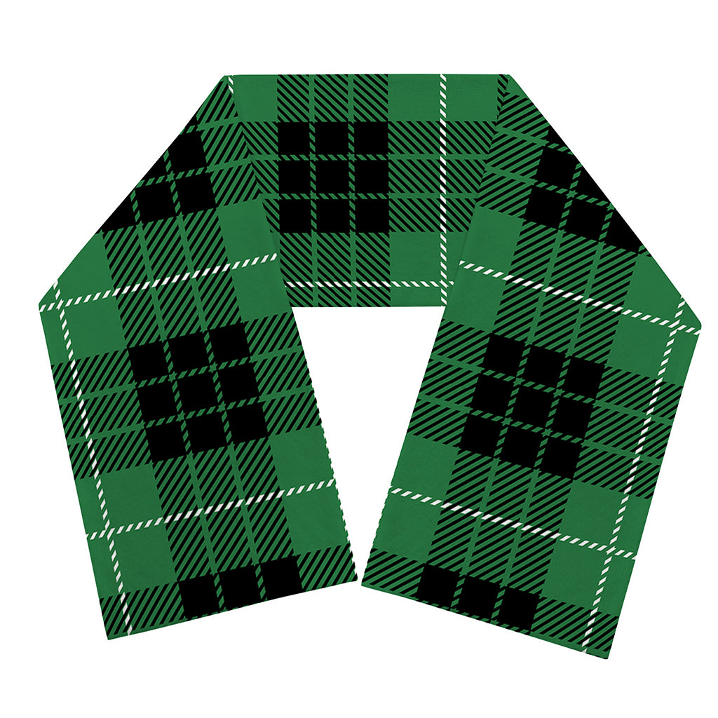 Black And Green Tartan Pattern Print Scarf