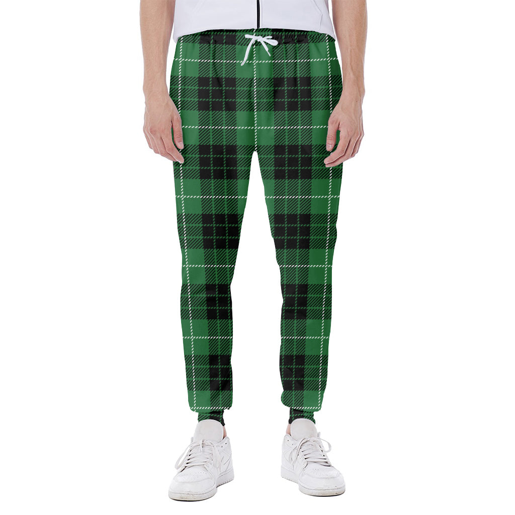 Black And Green Tartan Pattern Print Scuba Joggers