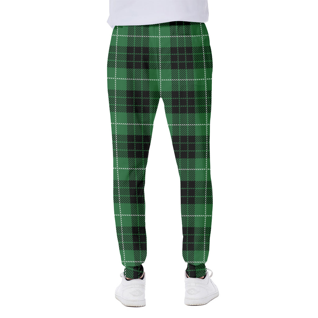 Black And Green Tartan Pattern Print Scuba Joggers