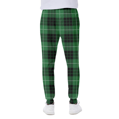 Black And Green Tartan Pattern Print Scuba Joggers