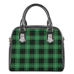 Black And Green Tartan Pattern Print Shoulder Handbag