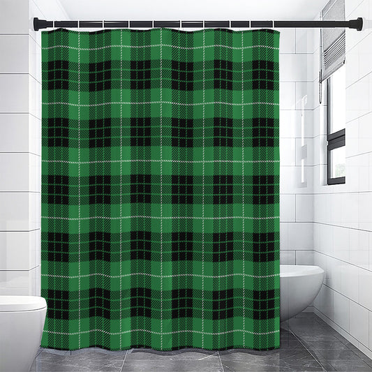 Black And Green Tartan Pattern Print Shower Curtain