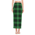 Black And Green Tartan Pattern Print Side Slit Maxi Skirt