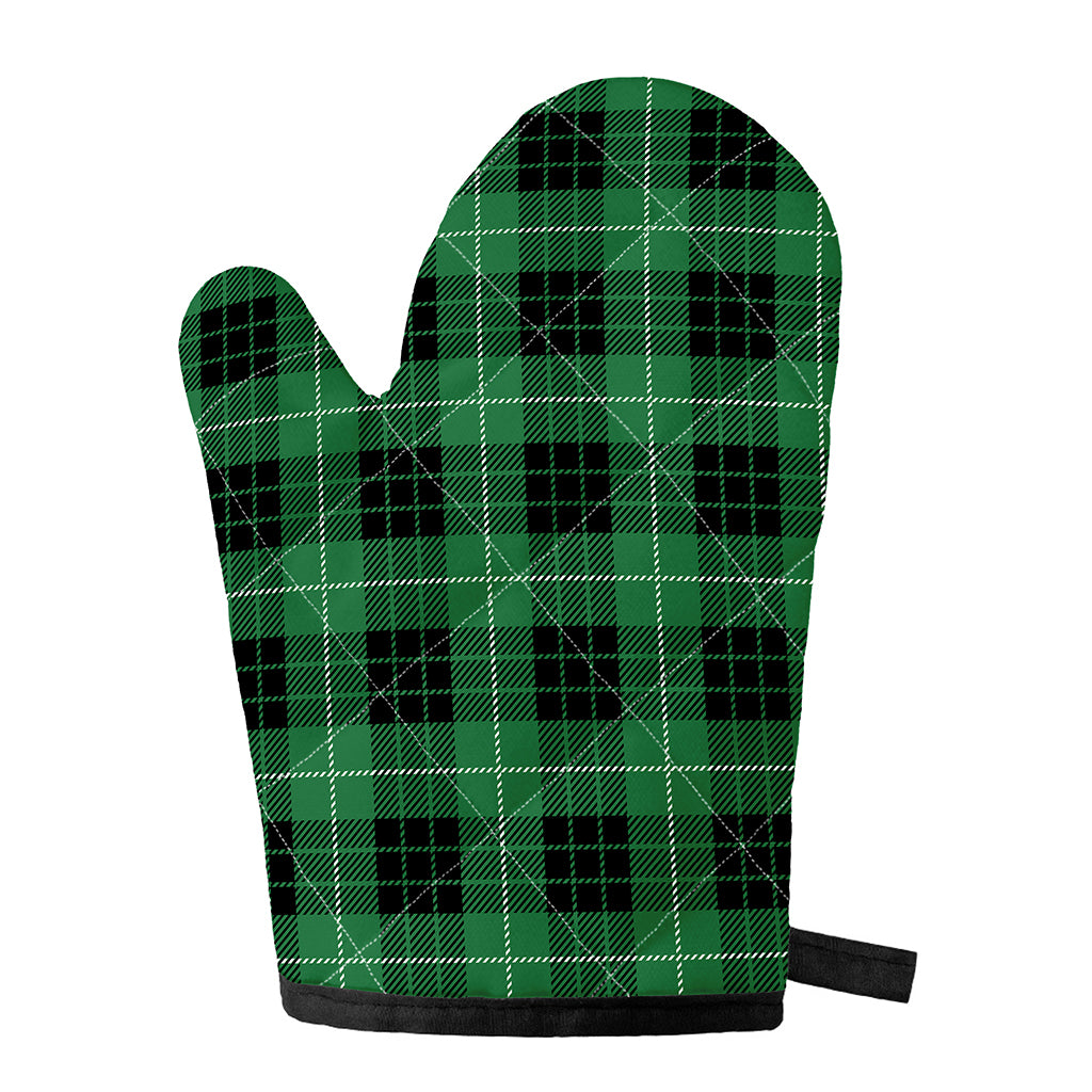 Black And Green Tartan Pattern Print Single Oven Mitt