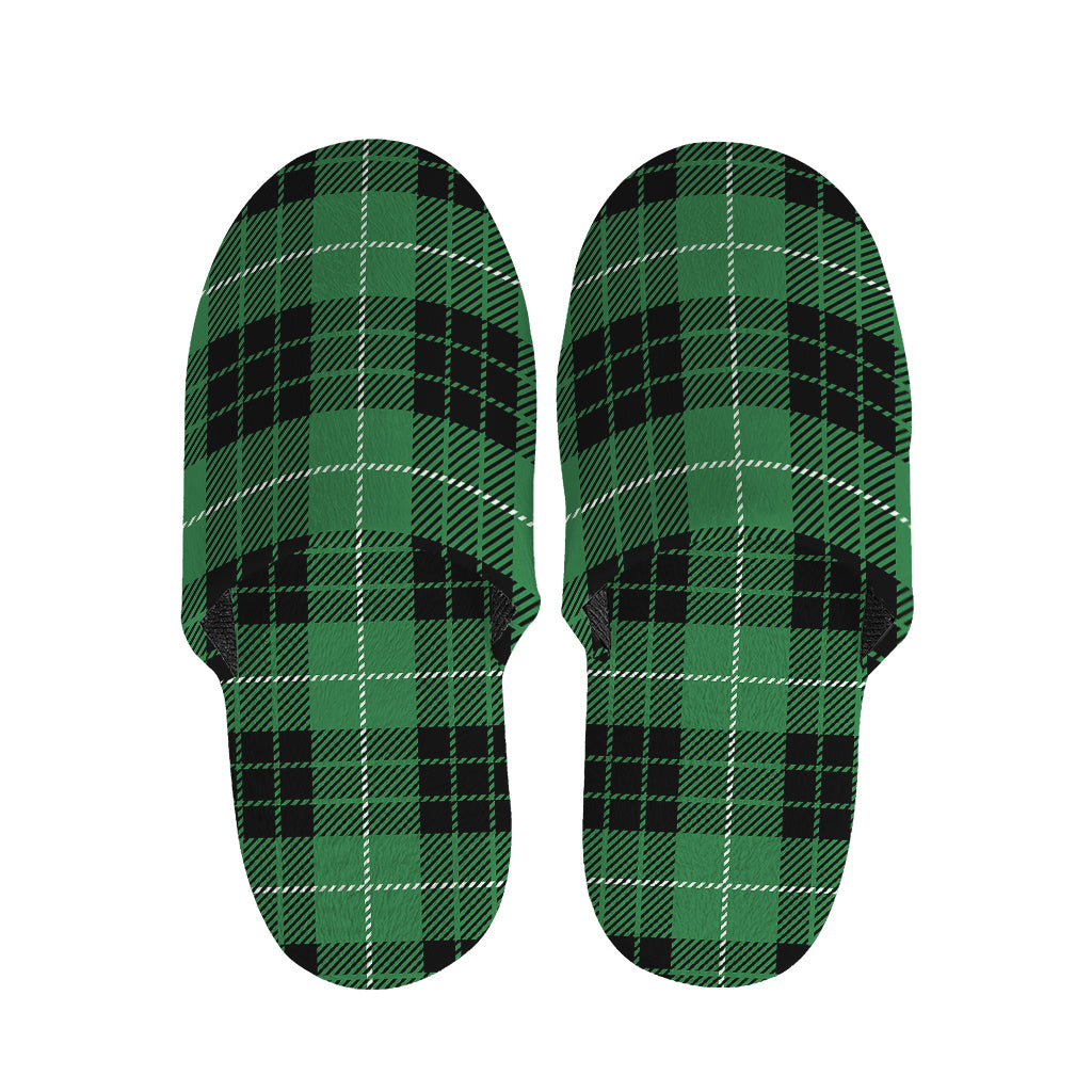 Black And Green Tartan Pattern Print Slippers