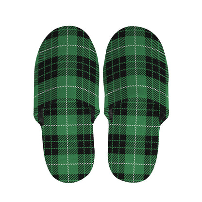 Black And Green Tartan Pattern Print Slippers