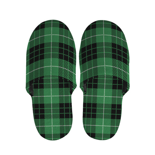 Black And Green Tartan Pattern Print Slippers