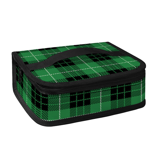 Black And Green Tartan Pattern Print Small Lunch Bag