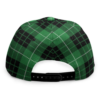 Black And Green Tartan Pattern Print Snapback Cap