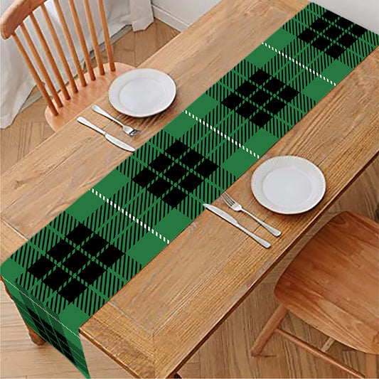 Black And Green Tartan Pattern Print Table Runner