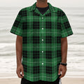 Black And Green Tartan Pattern Print Textured Short Sleeve Shirt