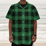 Black And Green Tartan Pattern Print Textured Short Sleeve Shirt