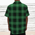 Black And Green Tartan Pattern Print Textured Short Sleeve Shirt