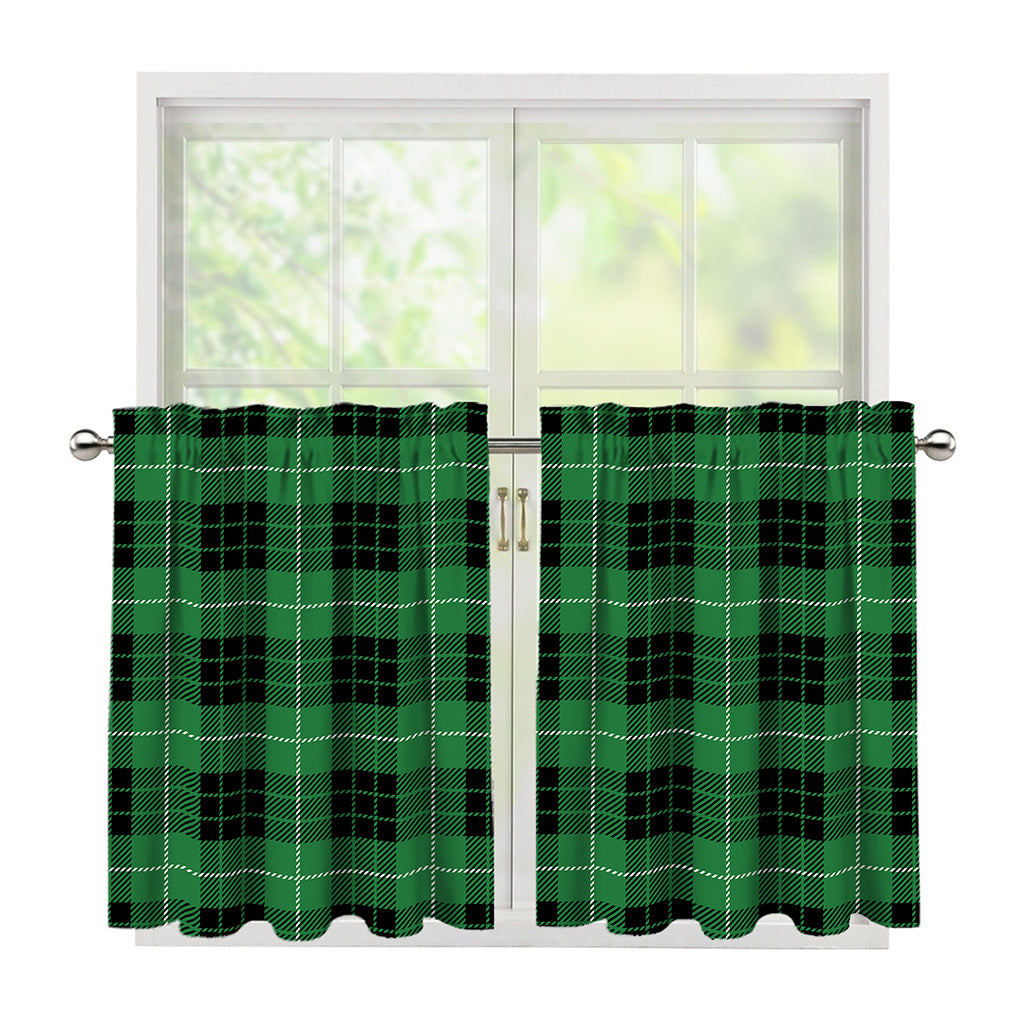 Black And Green Tartan Pattern Print Tier Curtains