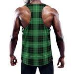 Black And Green Tartan Pattern Print Training Tank Top