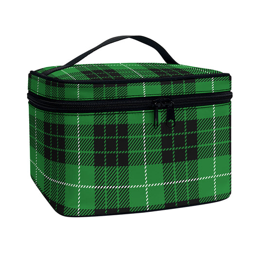 Black And Green Tartan Pattern Print Travel Makeup Bag