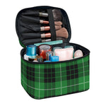 Black And Green Tartan Pattern Print Travel Makeup Bag