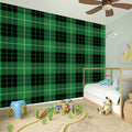 Black And Green Tartan Pattern Print Wall Sticker