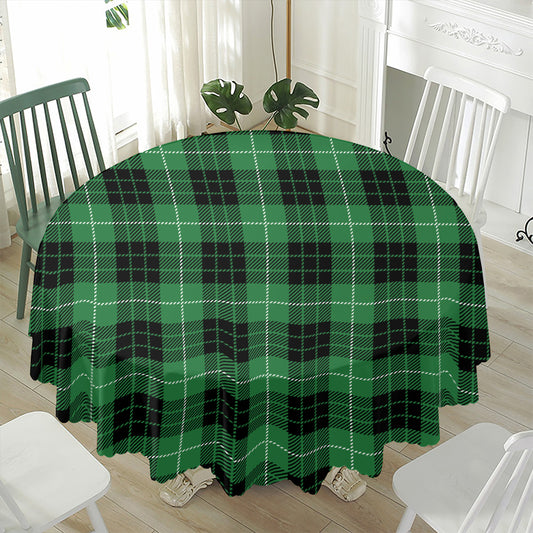 Black And Green Tartan Pattern Print Waterproof Round Tablecloth