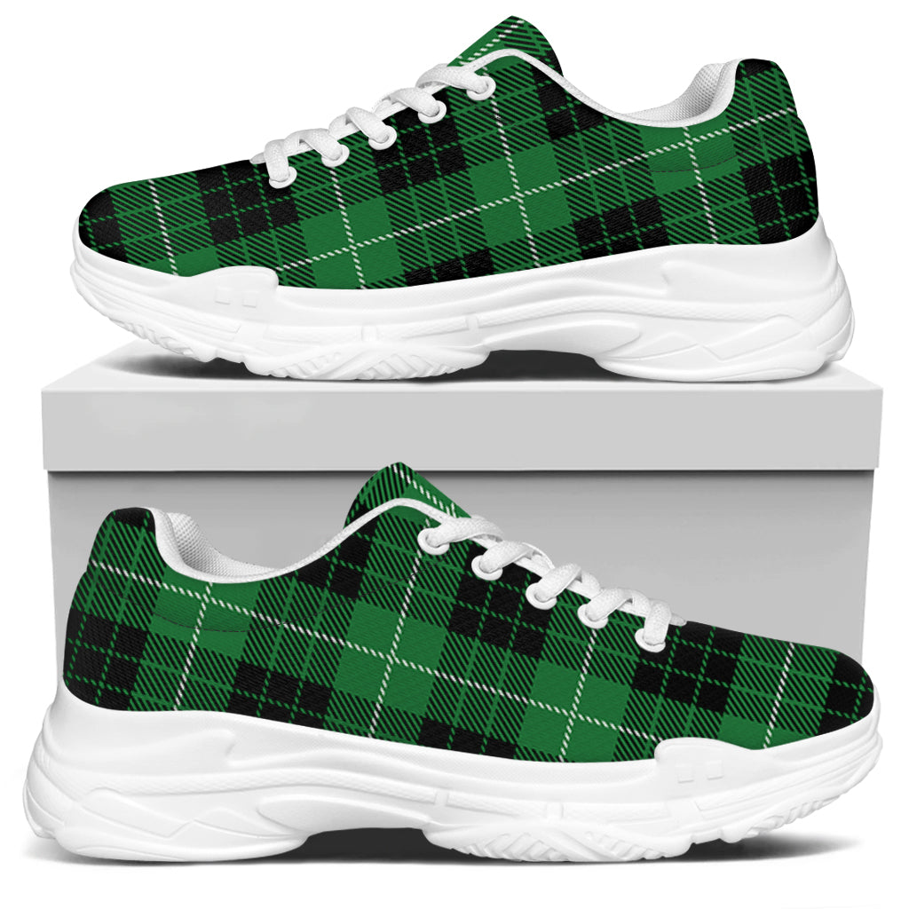 Black And Green Tartan Pattern Print White Chunky Shoes