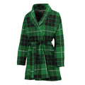 Black And Green Tartan Pattern Print Women's Bathrobe