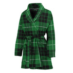 Black And Green Tartan Pattern Print Women's Bathrobe