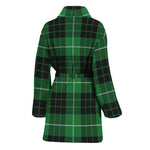 Black And Green Tartan Pattern Print Women's Bathrobe