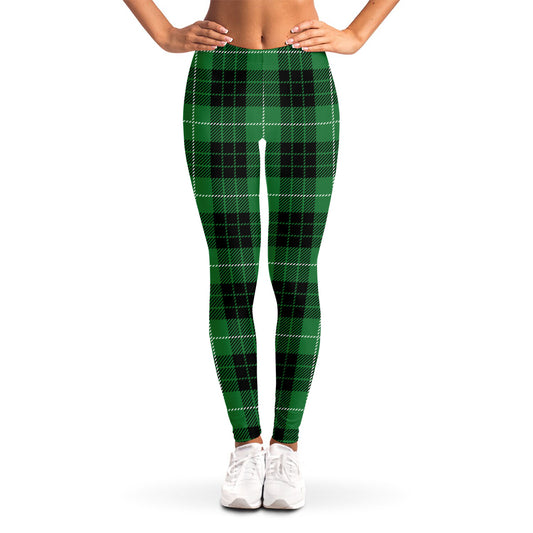 Black And Green Tartan Pattern Print Women's Leggings