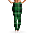 Black And Green Tartan Pattern Print Women's Leggings