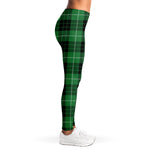 Black And Green Tartan Pattern Print Women's Leggings