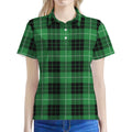 Black And Green Tartan Pattern Print Women's Polo Shirt