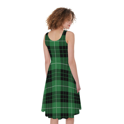 Black And Green Tartan Pattern Print Women's Sleeveless Dress