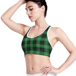 Black And Green Tartan Pattern Print Women's Sports Bra