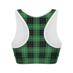 Black And Green Tartan Pattern Print Women's Sports Bra